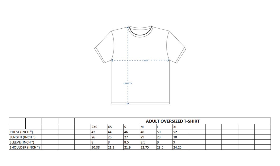 Sizing Chart - SS23 T-shirt Oversized fit – CULTURE 28