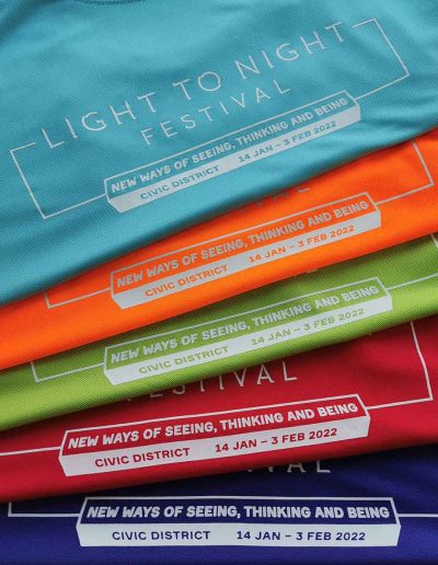 silkscreen printed t-shirt light to night festival 2022