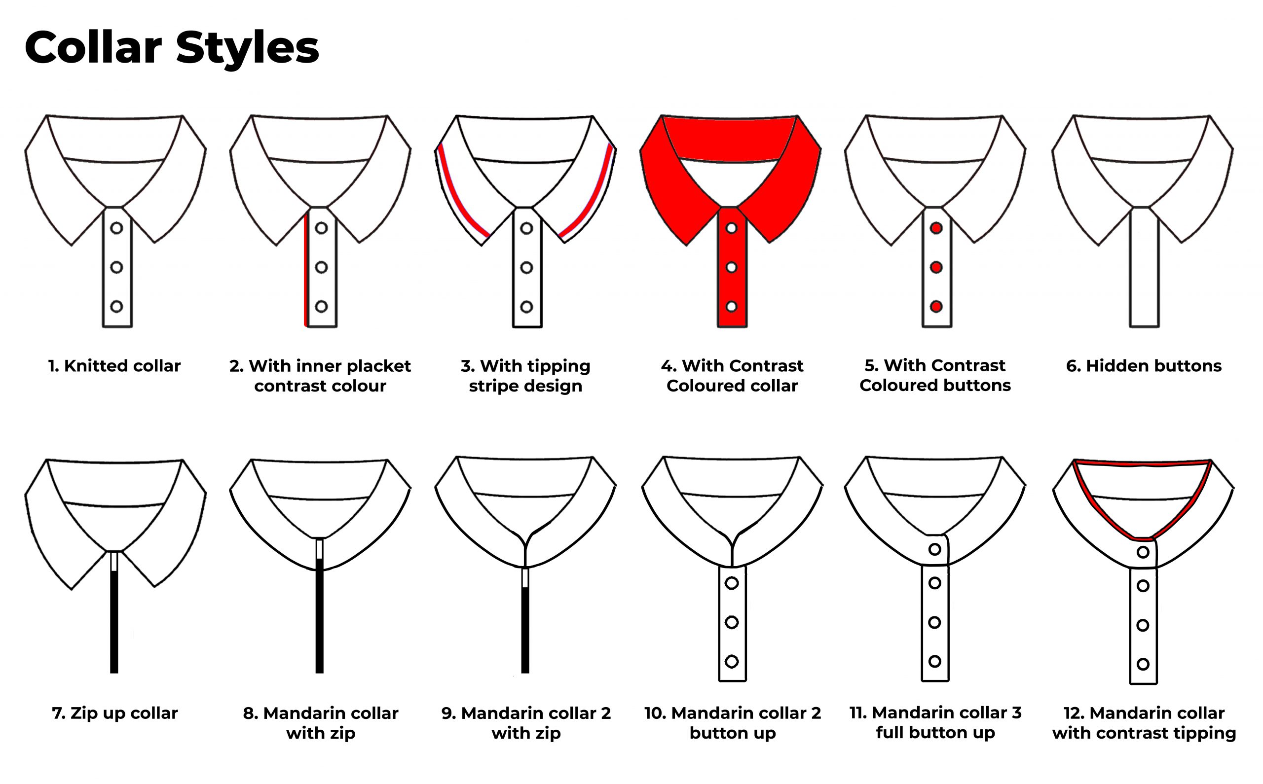 collar styles for polo t-shirt printing