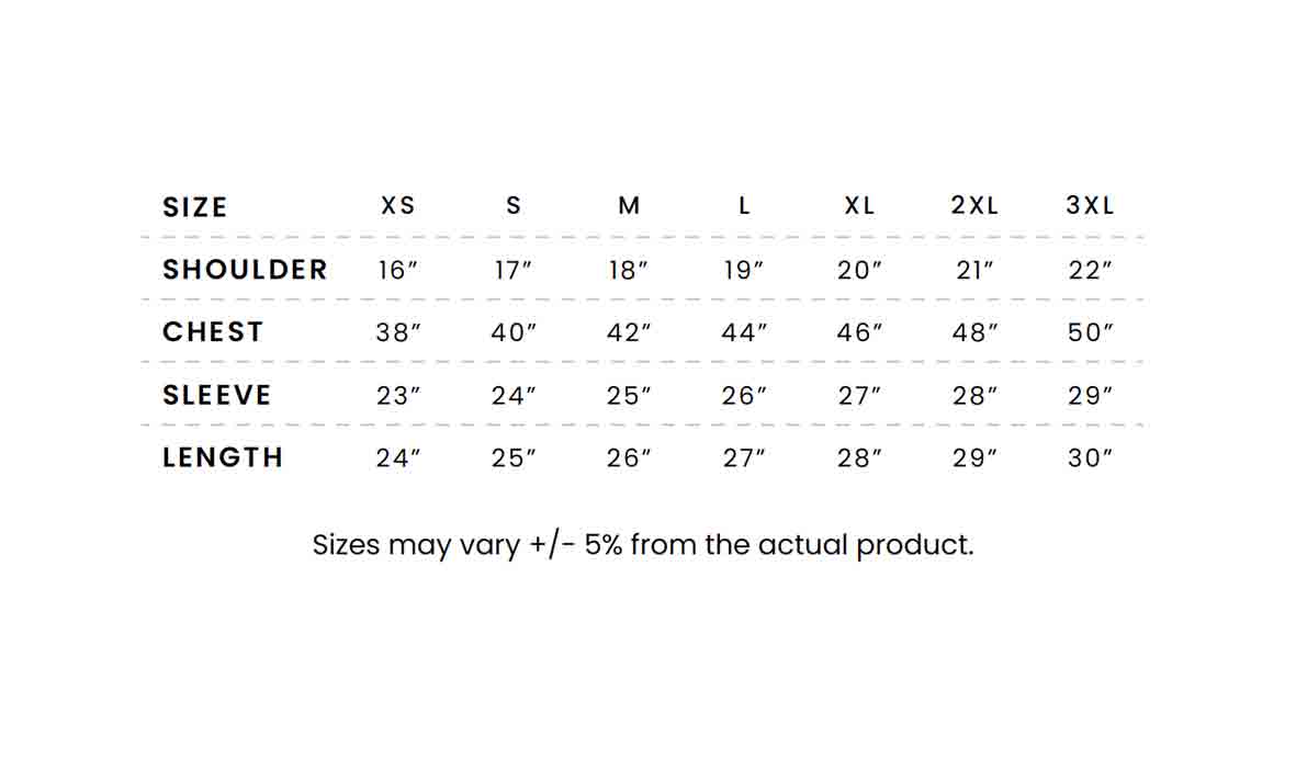 SS16 Sweatshirt Size Chart SS16 Sweatshirt Size Chart